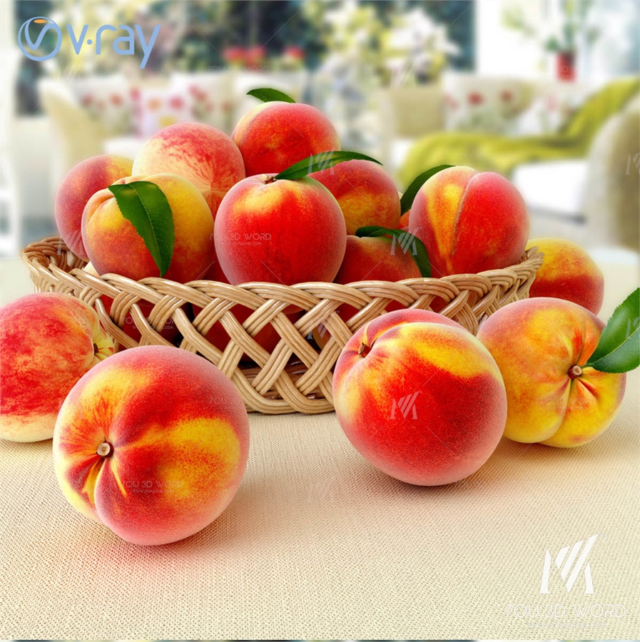 Peaches in a wicker basket